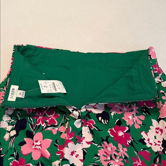 NWT J. Crew Factory Cotton Sateen Pencil Skirt Green & Pink Floral Size 0 - Picture 7 of 13